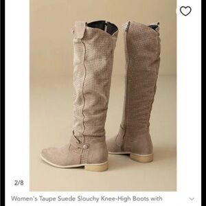 Women's Taupe Suede Knee-High Boots